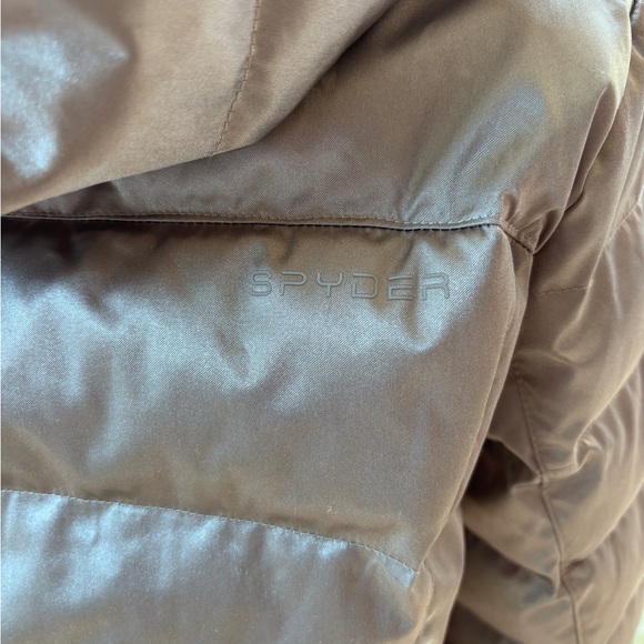 Spyder Silver Puffer Jacket Faux Fur Hooded Coat Juniors 14 - Picture 6 of 12